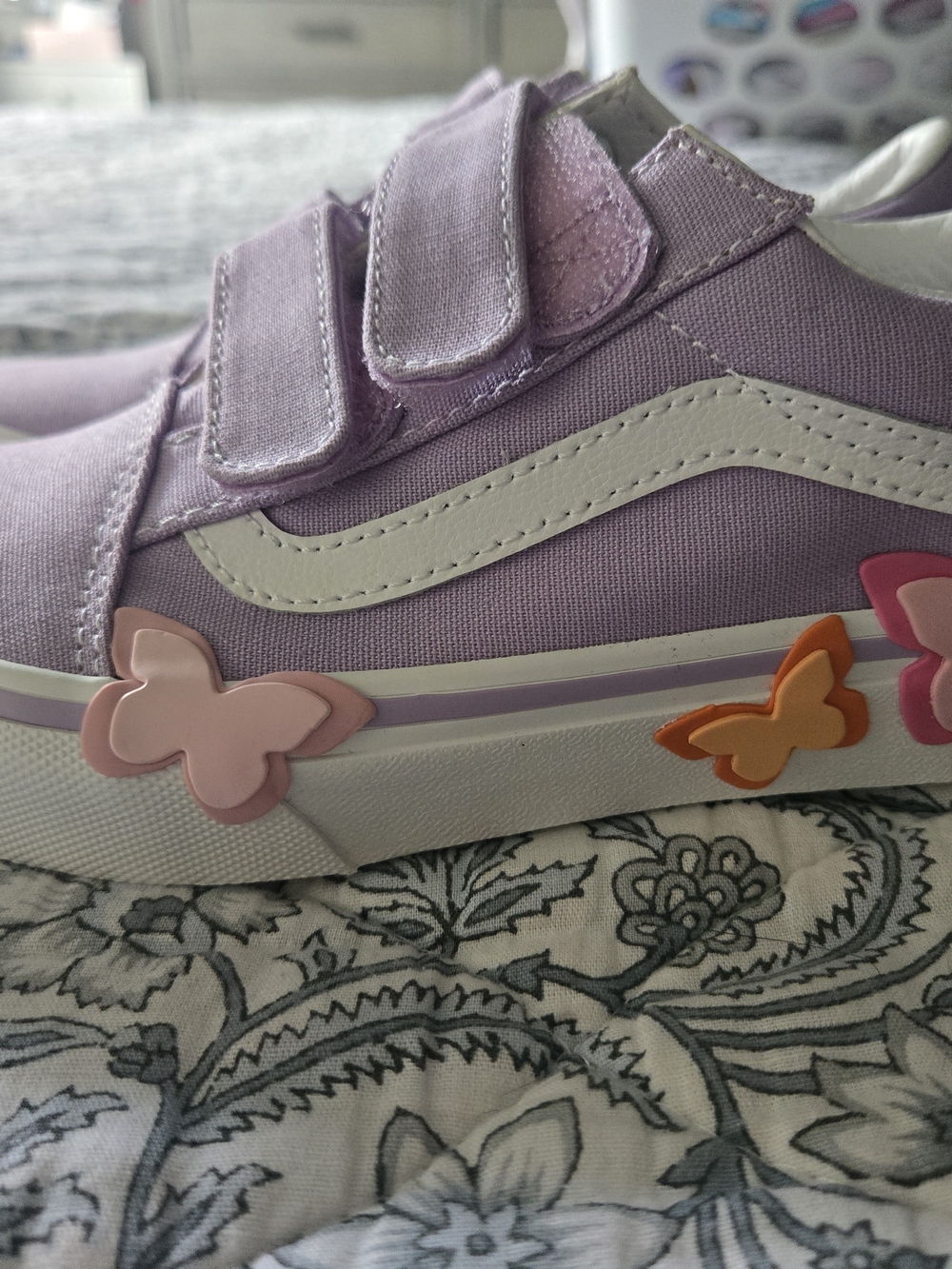 Vans Kids Lilac Butterfly Velcro Sneakers